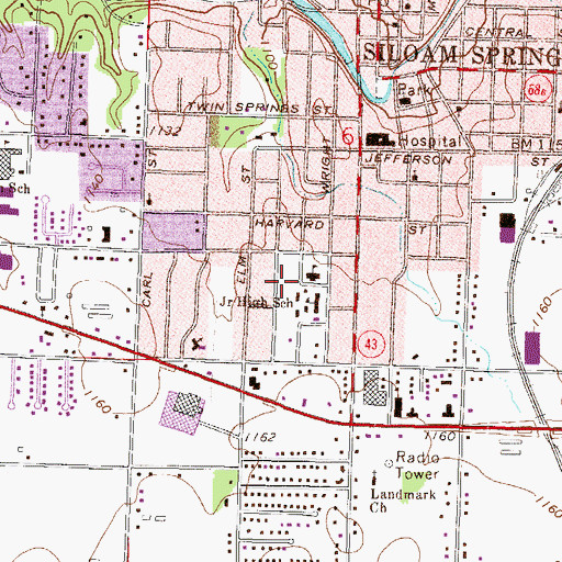 Topographic Map of Southside West Elementary School, AR