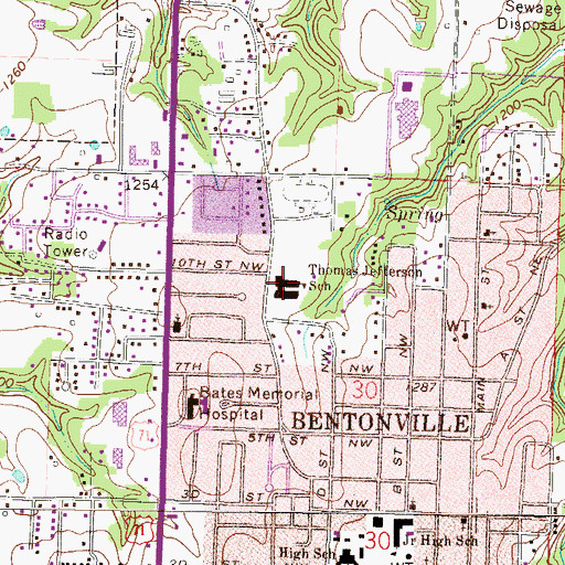 Topographic Map of Thomas Jefferson Elementary School, AR