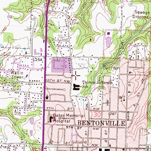 Topographic Map of Sugar Creek Elementary School, AR