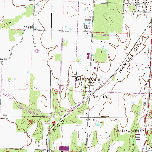 Topographic Map of Gentry Primary School, AR