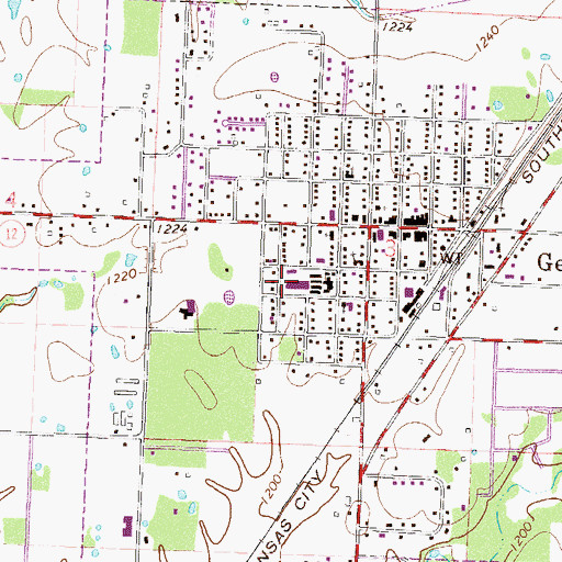 Topographic Map of Gentry Intermediate School, AR