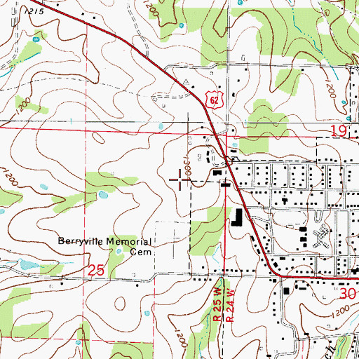 Topographic Map of Berryville Middle School, AR
