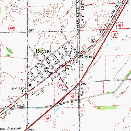 Topographic Map of Biggers-Reyno Elementary School, AR