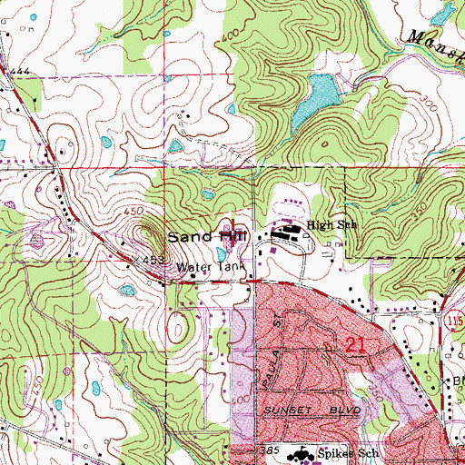 Topographic Map of Pocahontas Junior High School, AR