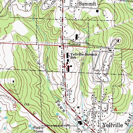 Topographic Map of Yellville - Summit Middle School, AR