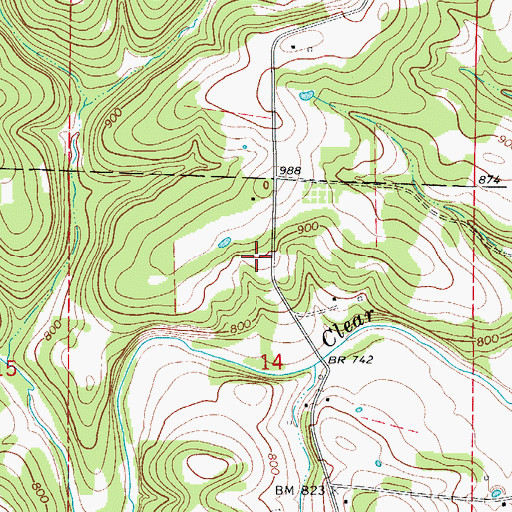 Topographic Map of Bruno-Pyatt High School, AR