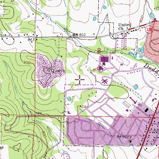 Topographic Map of Mountain Home Junior High School, AR