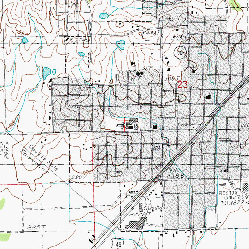 Topographic Map of Rector High School, AR
