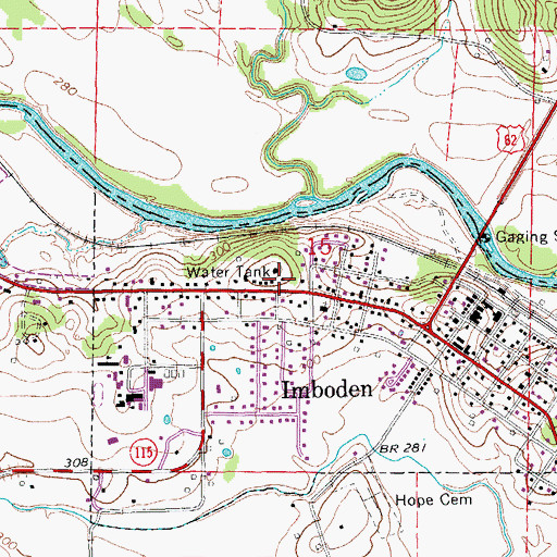 Topographic Map of Imboden Area Charter School, AR
