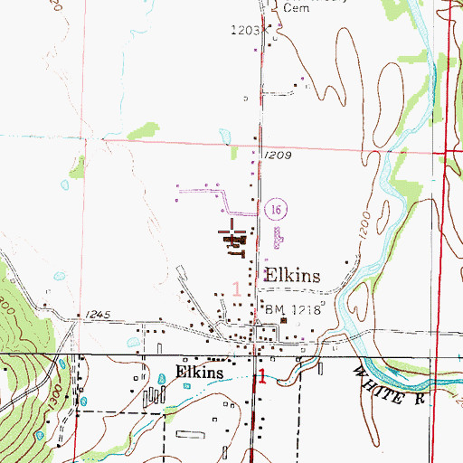 Topographic Map of Elkins Middle School, AR