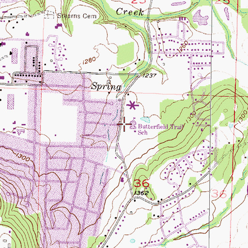 Topographic Map of Butterfield Elementary School, AR