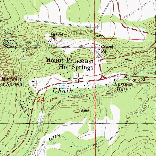 Topographic Map of Mount Princeton Hot Springs (historical), CO
