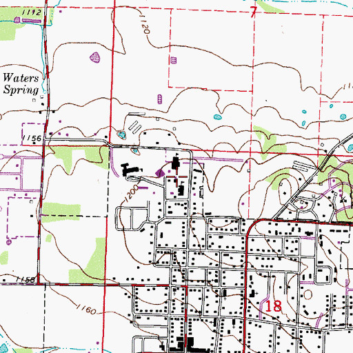Topographic Map of Prairie Grove Middle School, AR