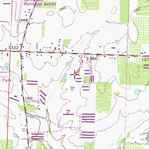 Topographic Map of J O Kelly Middle School, AR