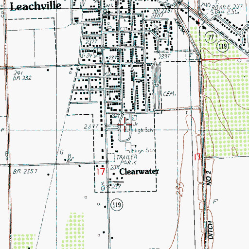 Topographic Map of Buffalo Island Central East Elementary School, AR