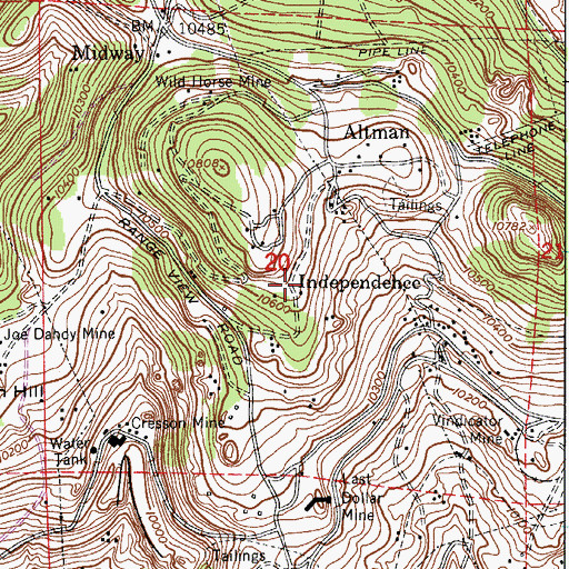 Topographic Map of Independence (historical), CO