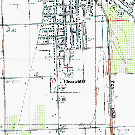 Topographic Map of Buffalo Island Central Junior High School, AR
