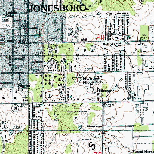 Topographic Map of Douglas MacArthur Junior High School, AR