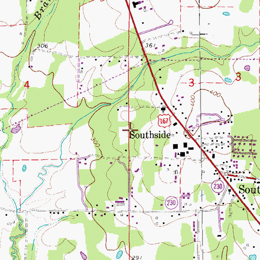 Topographic Map of Southside Middle School, AR