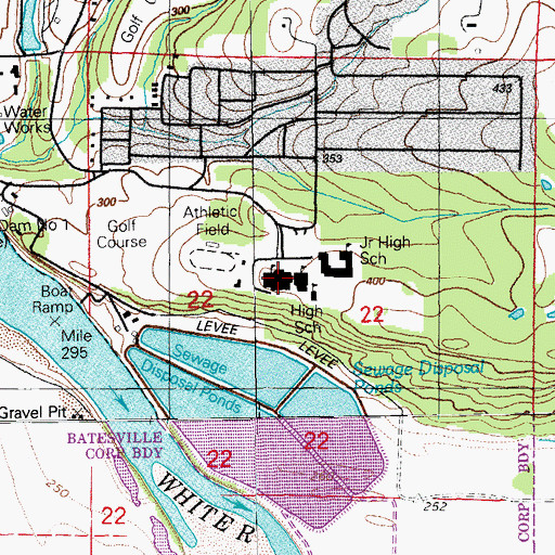 Topographic Map of Batesville High School, AR