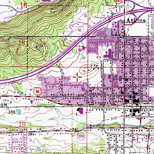 Topographic Map of Atkins Middle School, AR