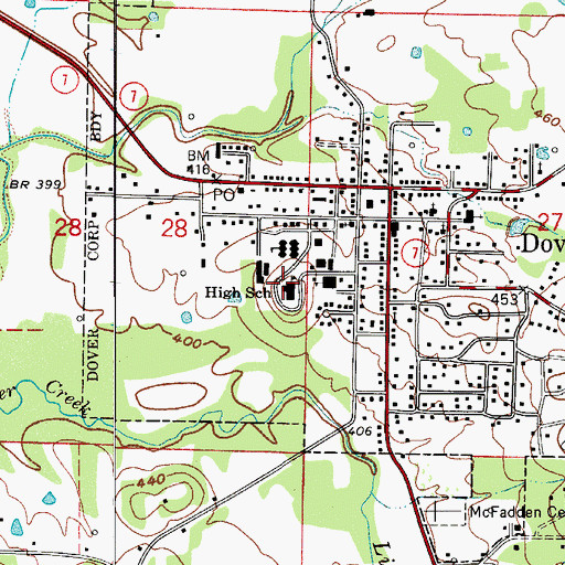 Topographic Map of Dover Intermediate School, AR