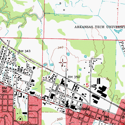 Topographic Map of Russellville Junior High School, AR