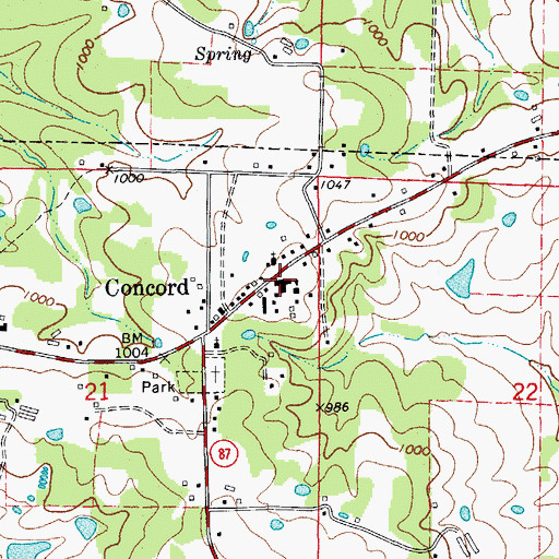 Topographic Map of Concord High School, AR