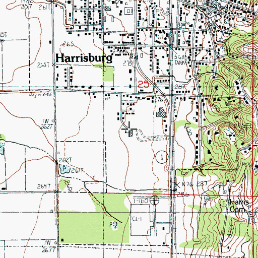 Topographic Map of Harrisburg Elementary School, AR