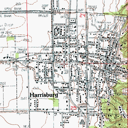 Topographic Map of Harrisburg Middle School, AR