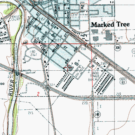 Topographic Map of Marked Tree Elementary School, AR