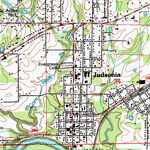 Topographic Map of Judsonia Middle School, AR