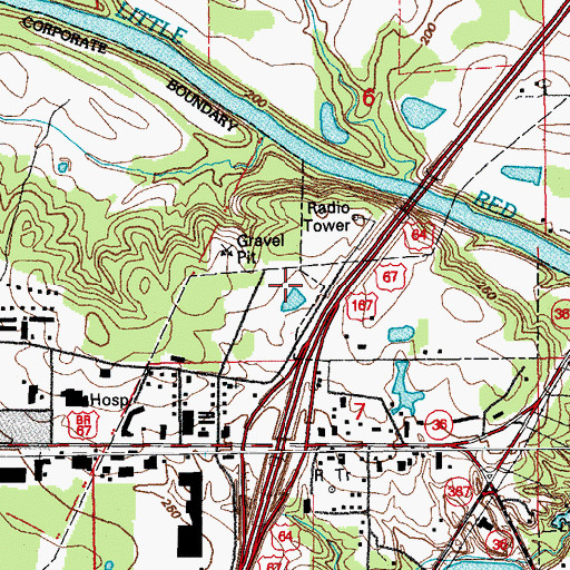 Topographic Map of Riverview High School, AR