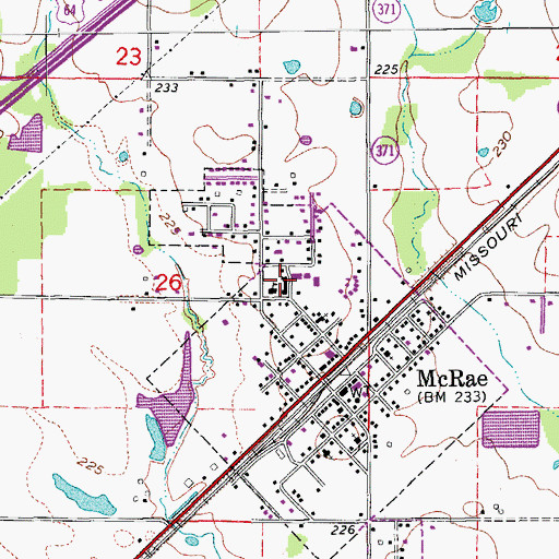 Topographic Map of Mcrae High School, AR