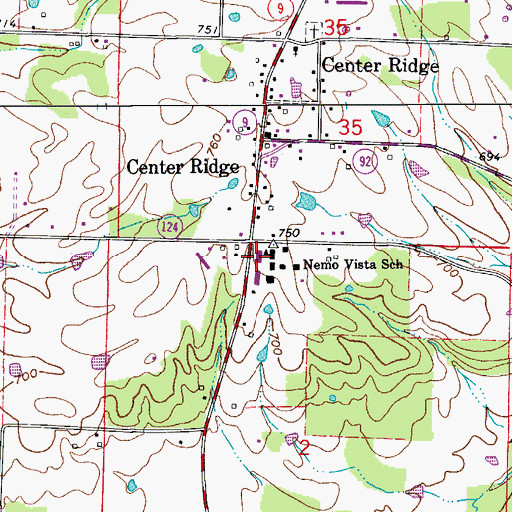 Topographic Map of Nemo Vista Elementary School, AR