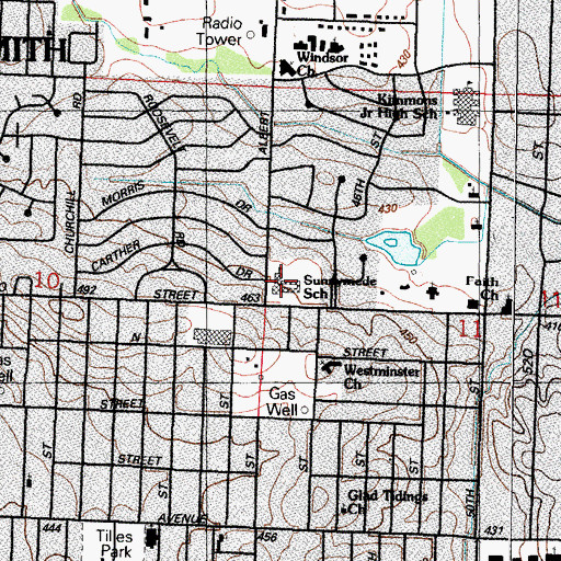Topographic Map of Sunnymede Elementary School, AR