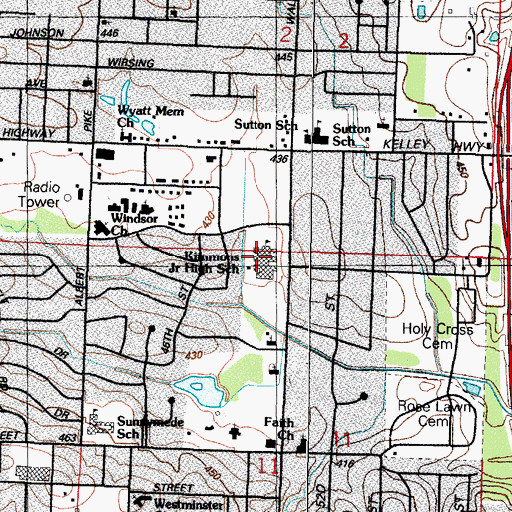 Topographic Map of Dora Kimmons Junior High School, AR