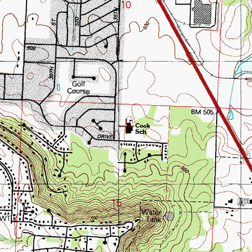 Topographic Map of Elmer H Cook Elementary School, AR