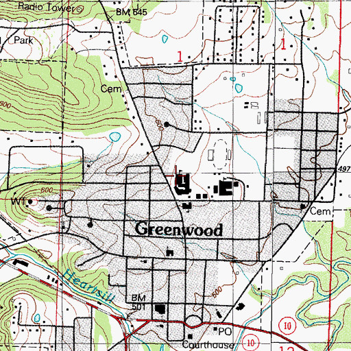 Topographic Map of North Main Elementary School, AR