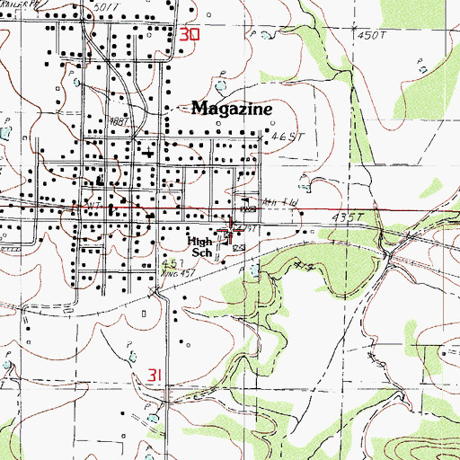 Topographic Map of J D Leftwich High School, AR