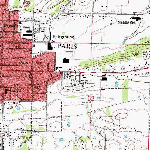 Topographic Map of Paris Elementary School, AR