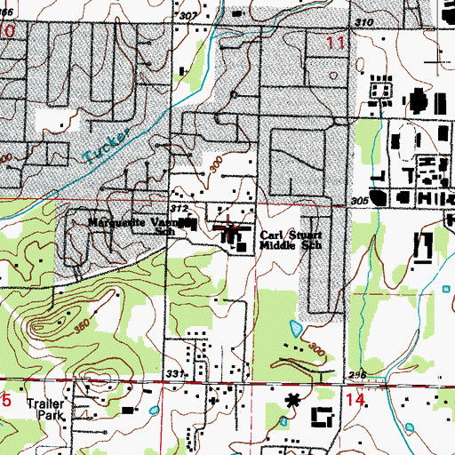 Topographic Map of Carl Stuart Middle School, AR