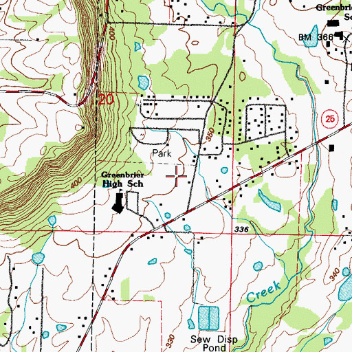 Topographic Map of Greenbrier Westside Elementary School, AR