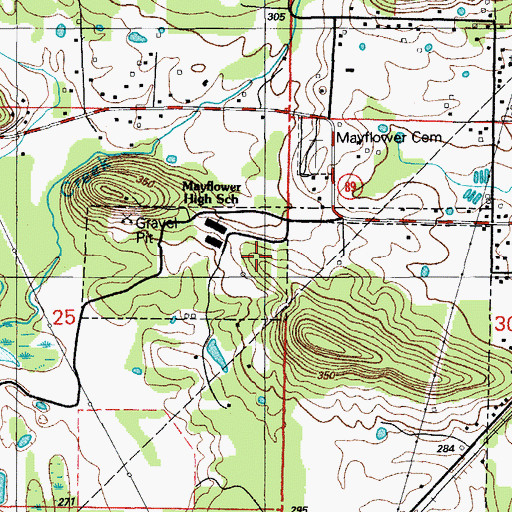 Topographic Map of Mayflower Middle School, AR