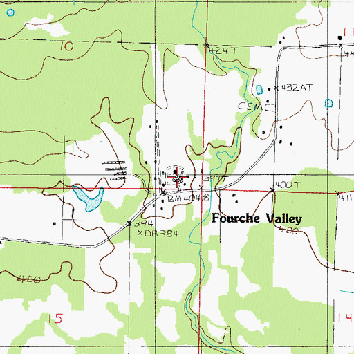 Topographic Map of Fourche Valley High School, AR