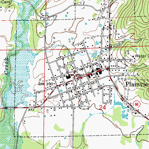 Topographic Map of Plainview - Rover Elementary School, AR