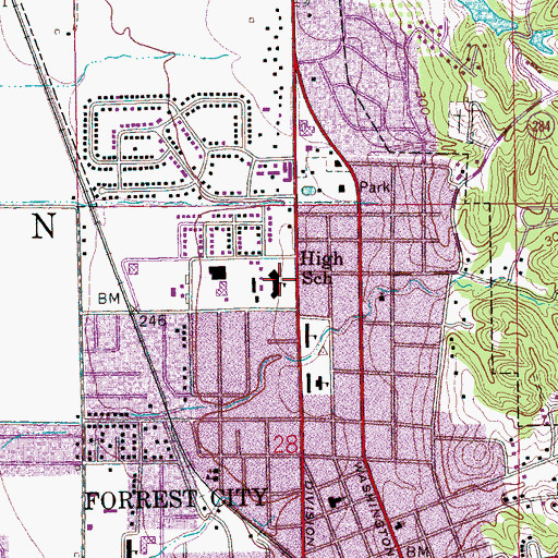 Topographic Map of Forrest City Junior High School, AR