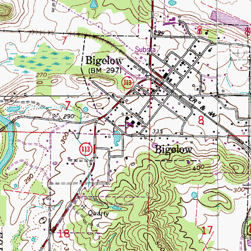 Topographic Map of Bigelow High School, AR