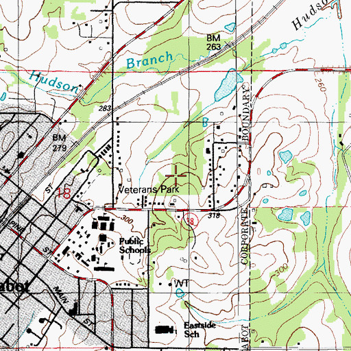 Topographic Map of Cabot Junior High North School, AR