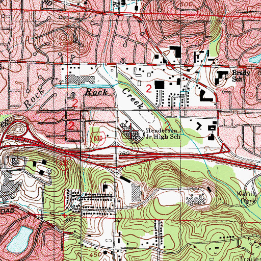Topographic Map of Henderson Middle School, AR